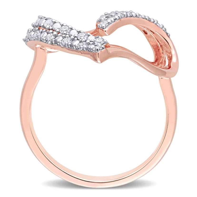 1/5 CT TW Diamond Open Heart Ring in Rose Plated Sterling Silver