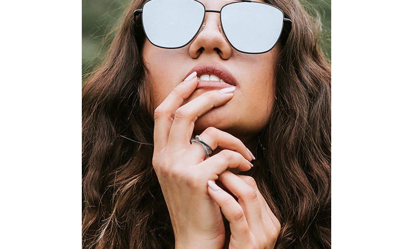 Black Diamond Accent Crisscross Ring in Sterling Silver with Black Rhodium