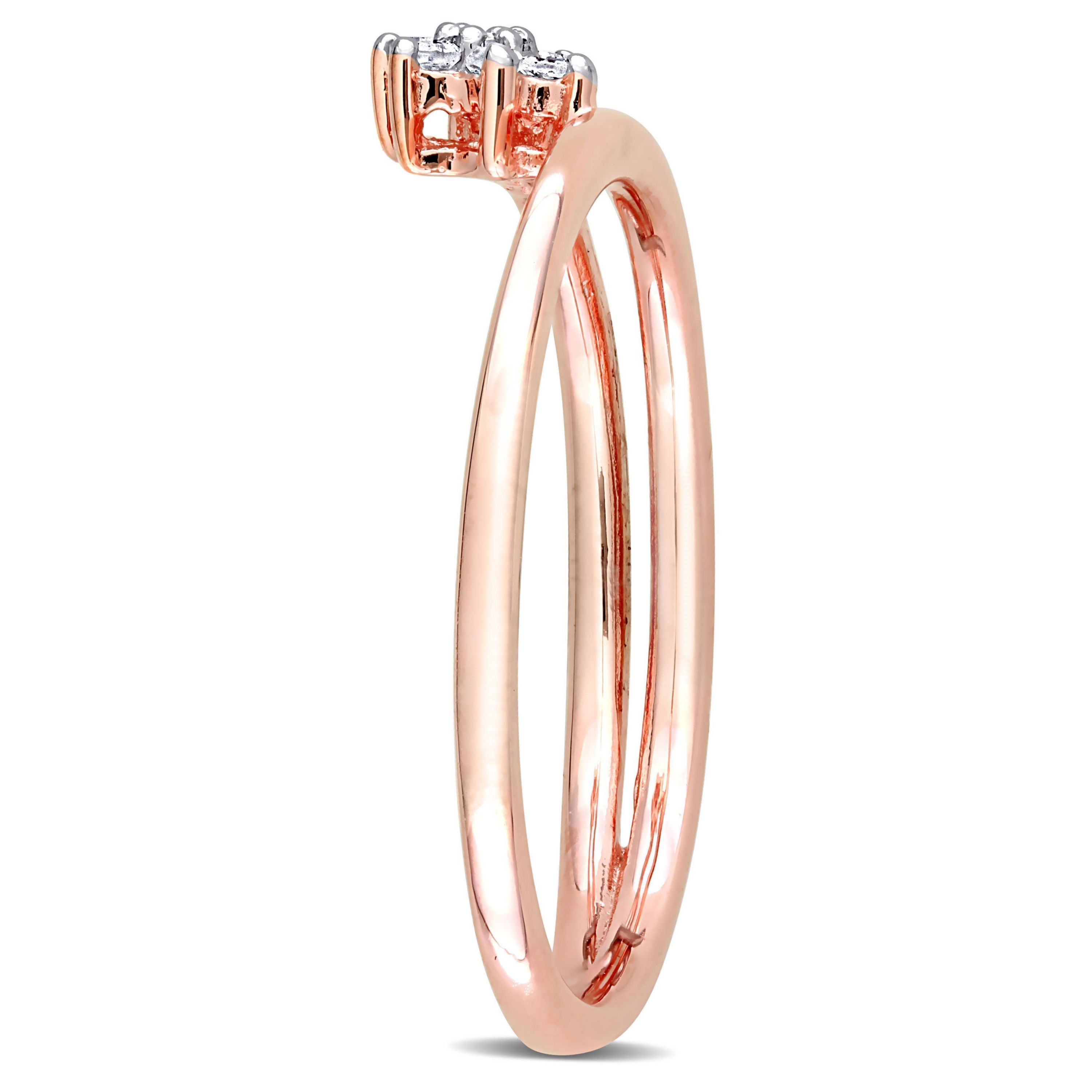Diamond Accent Floral Promise Ring in Rose Plated Sterling Silver