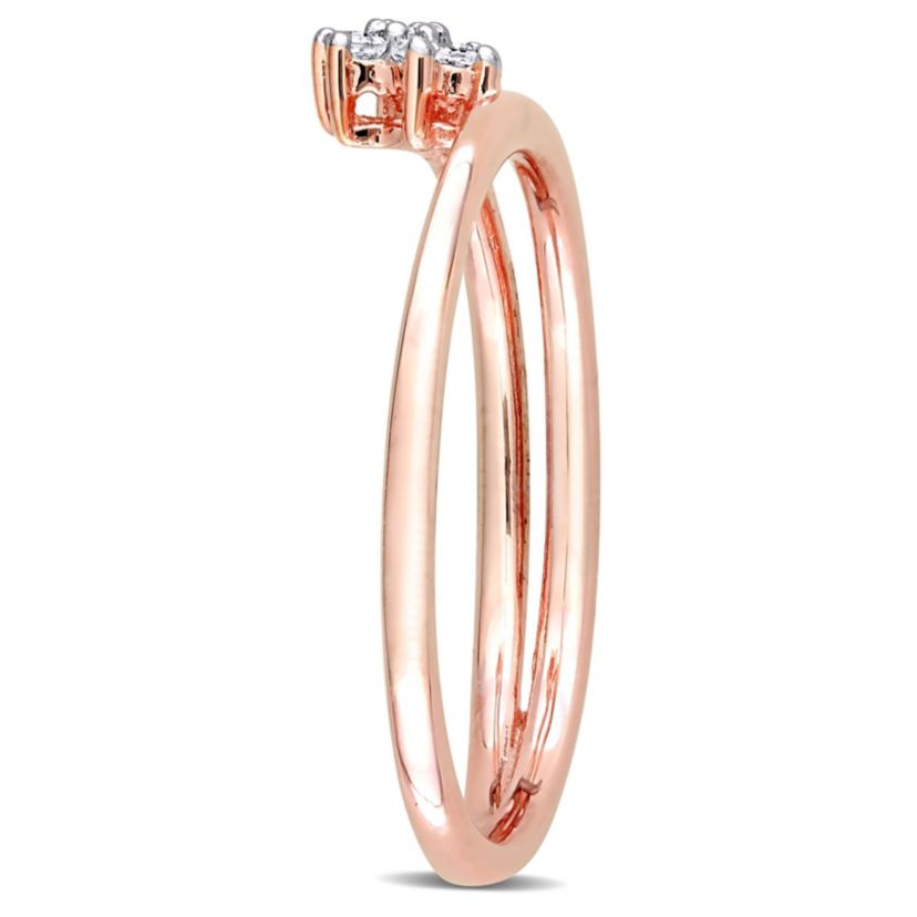 Diamond Accent Floral Promise Ring in Rose Plated Sterling Silver