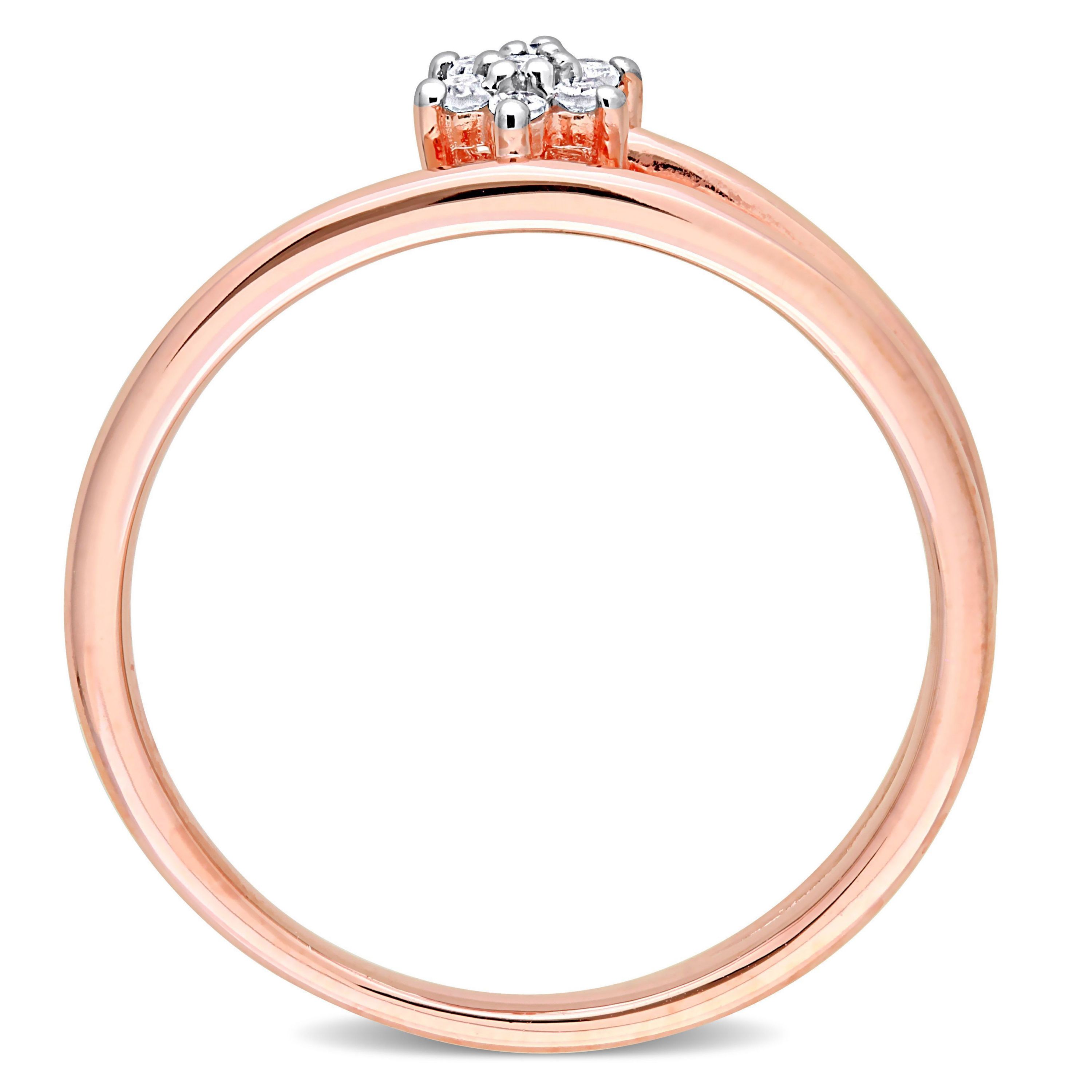 Diamond Accent Floral Promise Ring in Rose Plated Sterling Silver