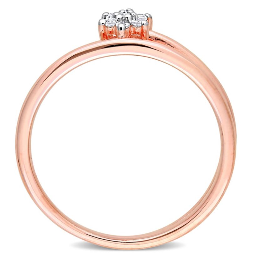 Diamond Accent Floral Promise Ring in Rose Plated Sterling Silver