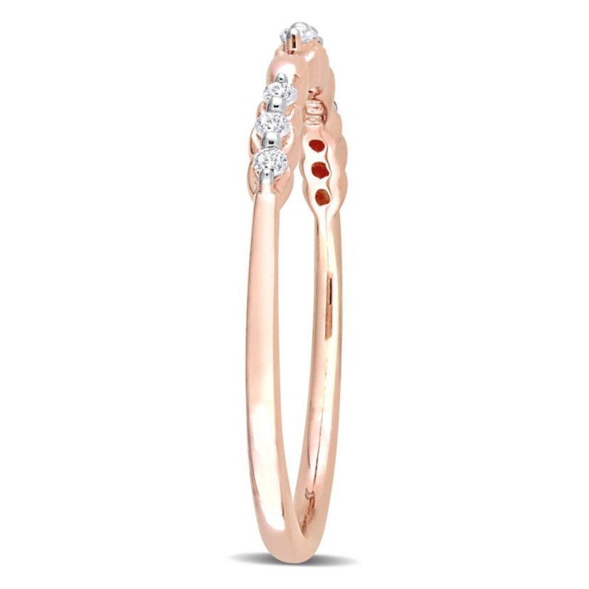 1/10 CT TW Diamond Promise Band Ring in Rose Plated Sterling Silver