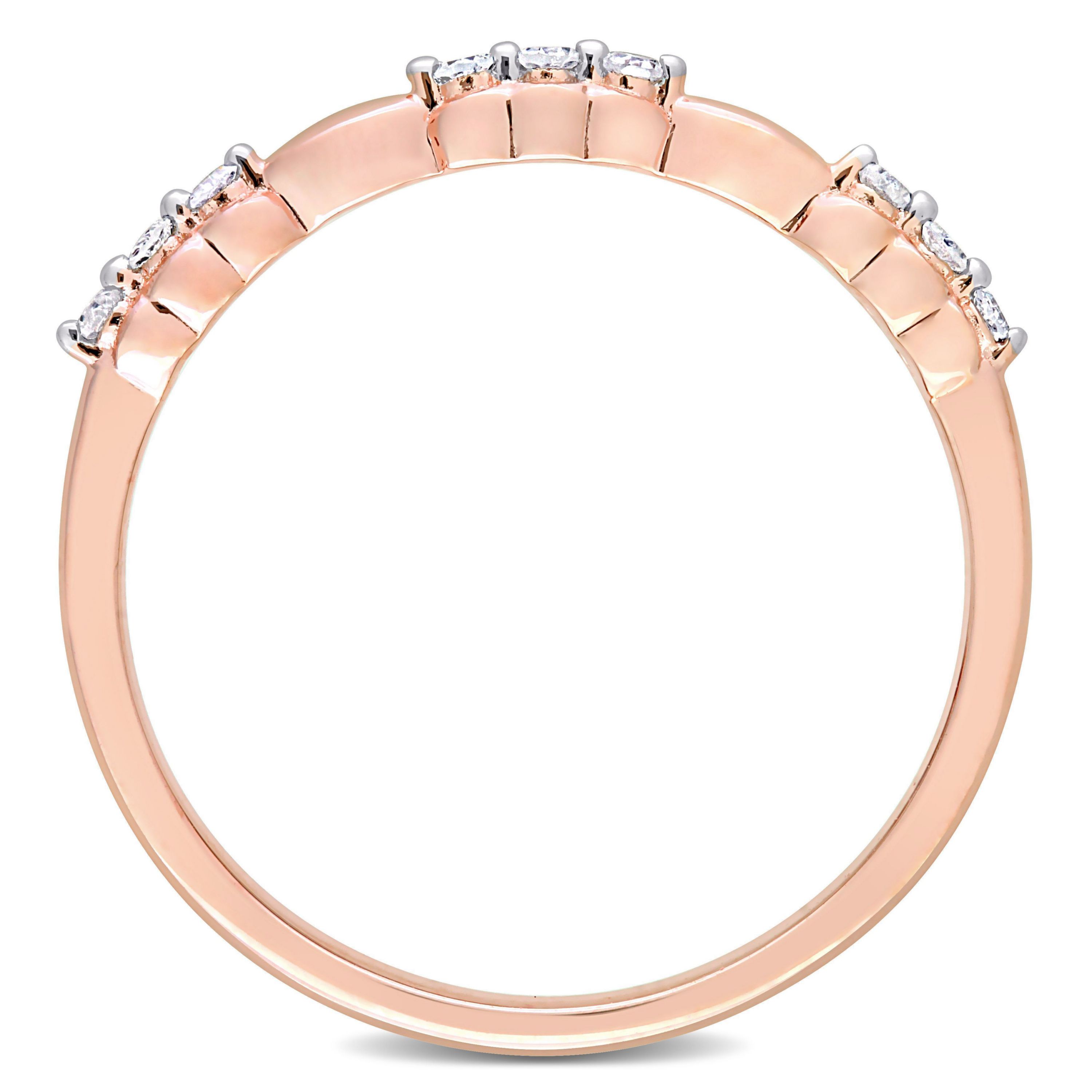 1/10 CT TW Diamond Promise Band Ring in Rose Plated Sterling Silver