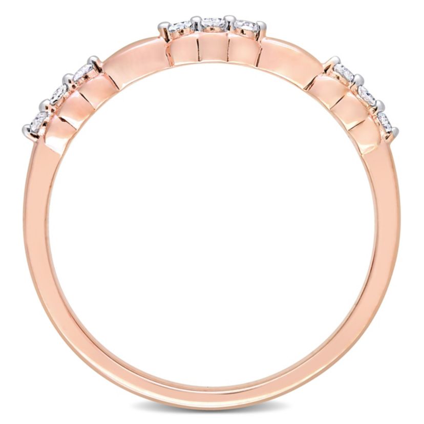 1/10 CT TW Diamond Promise Band Ring in Rose Plated Sterling Silver