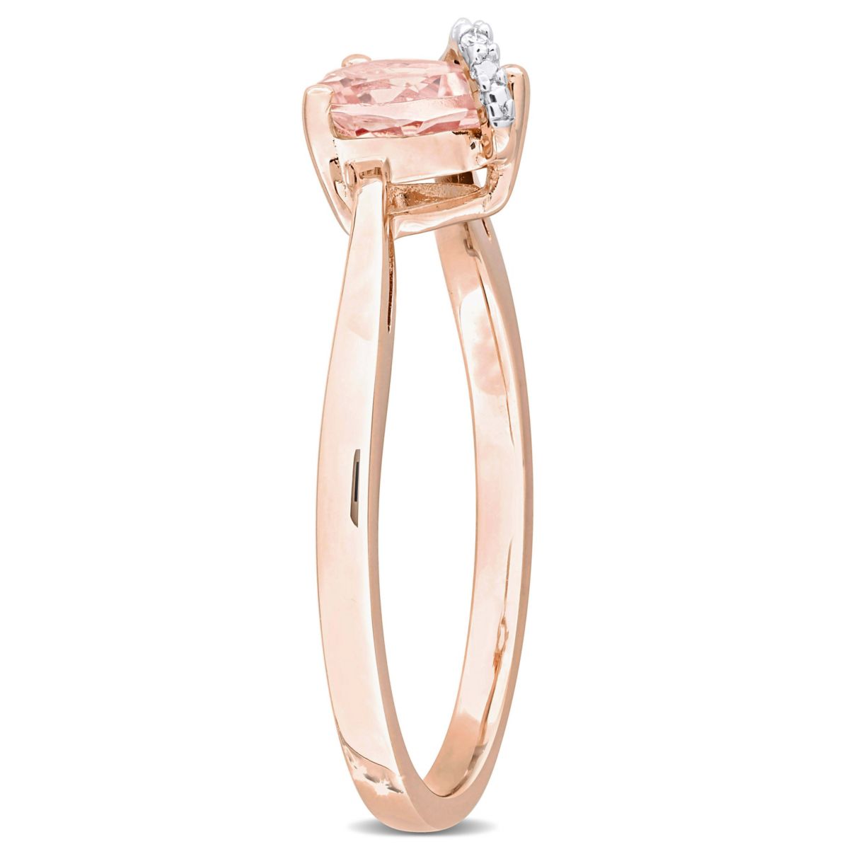 Morganite and Diamond Accent Heart Ring in Rose Plated Sterling Silver