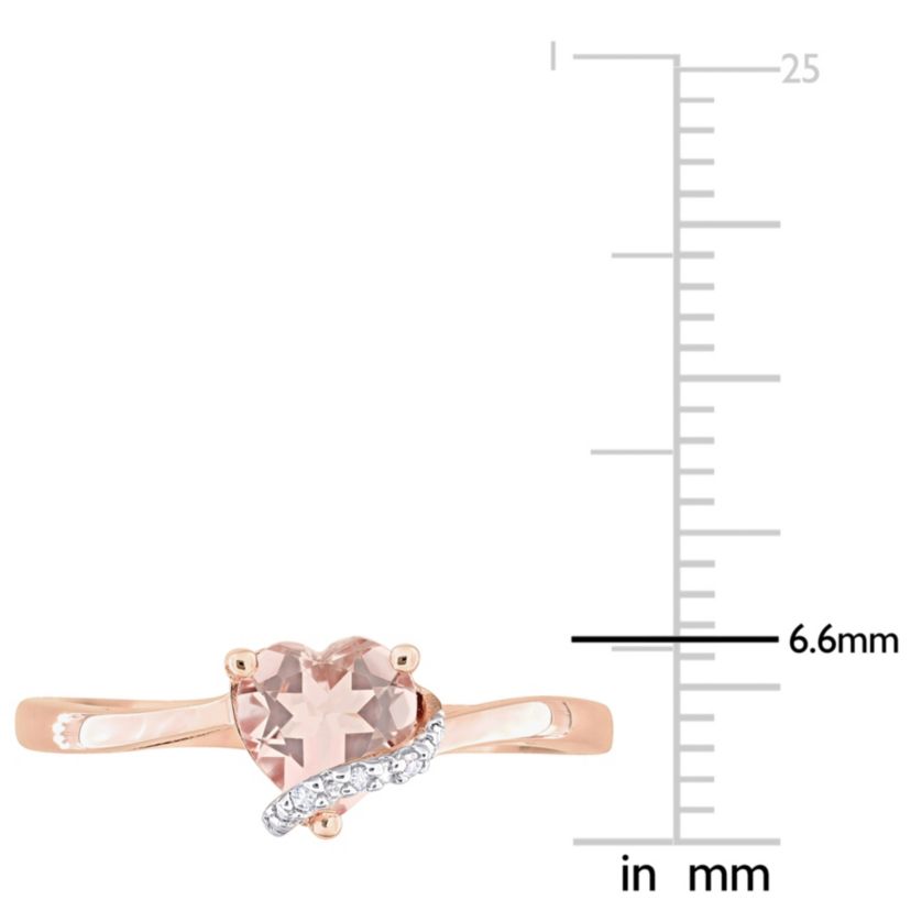Morganite and Diamond Accent Heart Ring in Rose Plated Sterling Silver