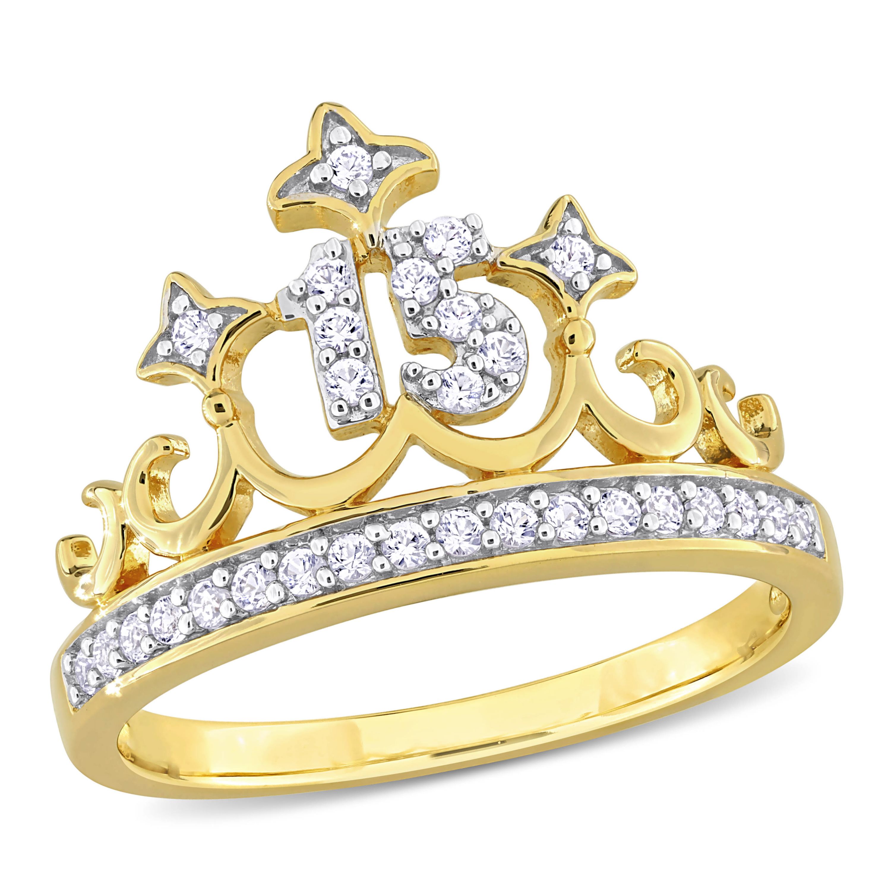 Created White Sapphire Ring in 2-Tone Sterling Silver