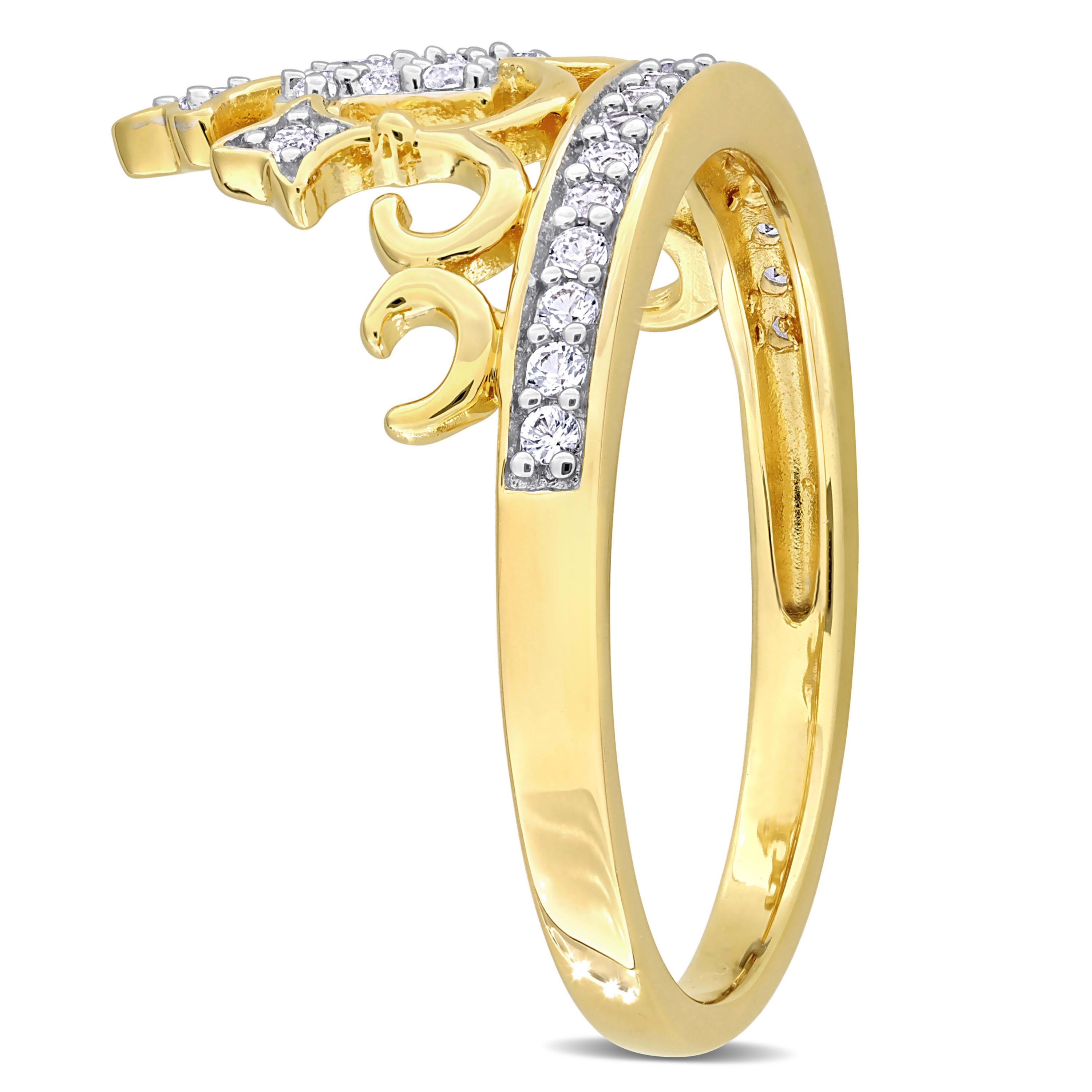 Created White Sapphire Ring in 2-Tone Sterling Silver