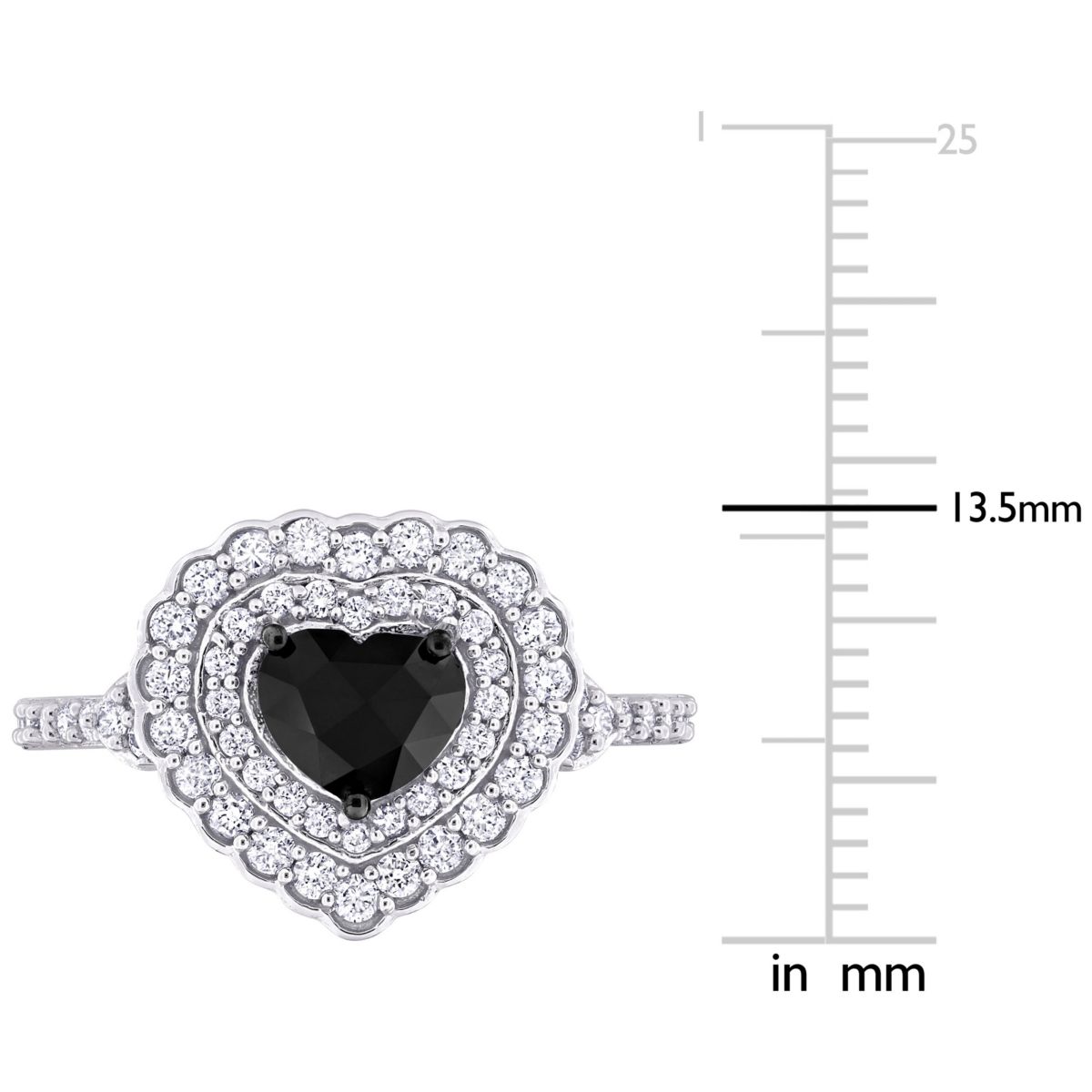1.24 ct. t.w. Black and White Diamond Halo Ring in 14K White Gold