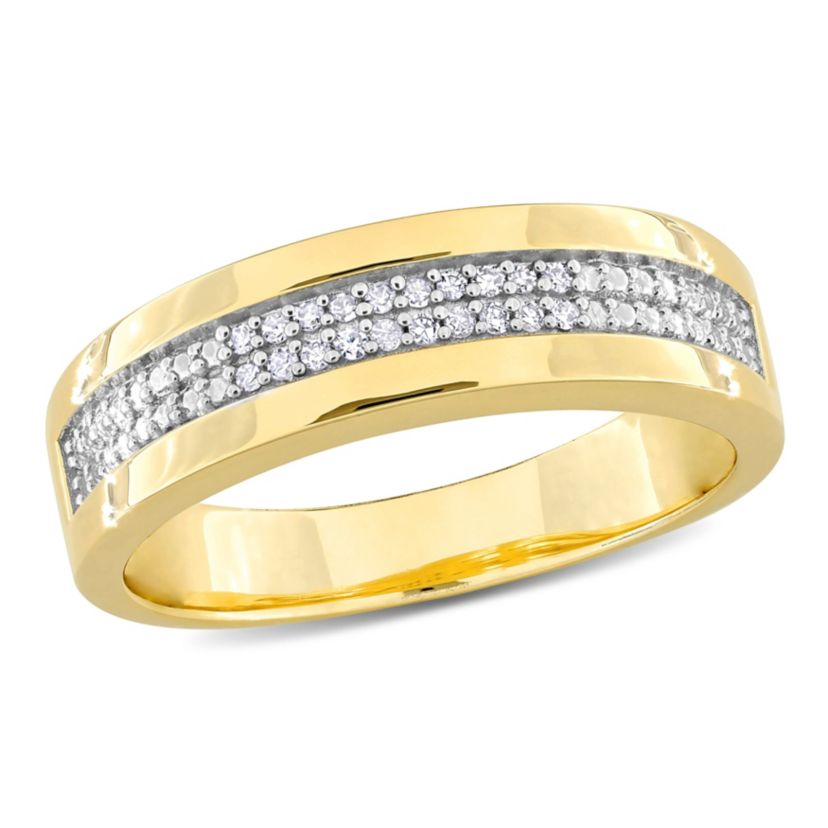 1/10 ct. t.w. Diamond Mens Ring in Yellow Plated Sterling Silver