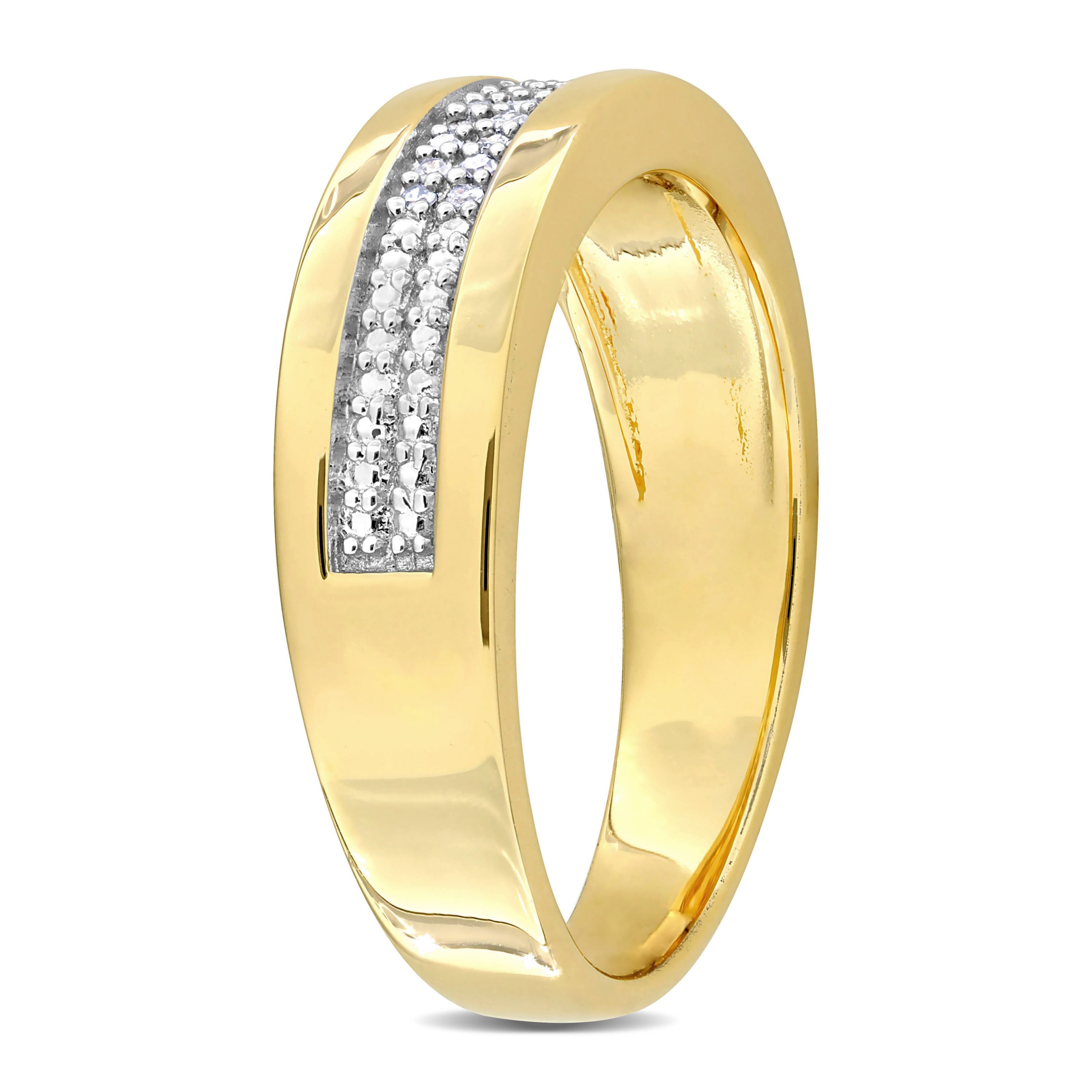 1/10 ct. t.w. Diamond Mens Ring in Yellow Plated Sterling Silver