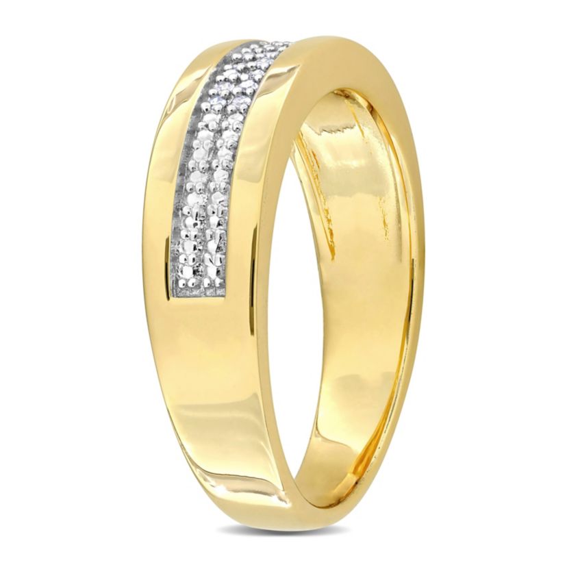 1/10 ct. t.w. Diamond Mens Ring in Yellow Plated Sterling Silver