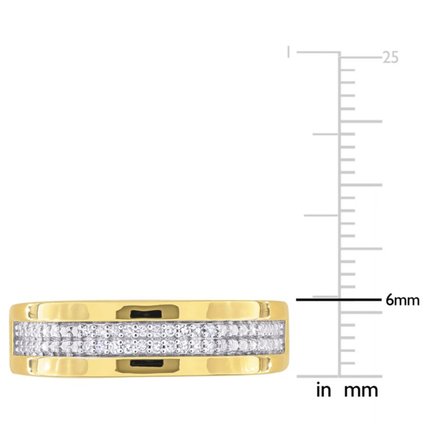 1/10 ct. t.w. Diamond Mens Ring in Yellow Plated Sterling Silver