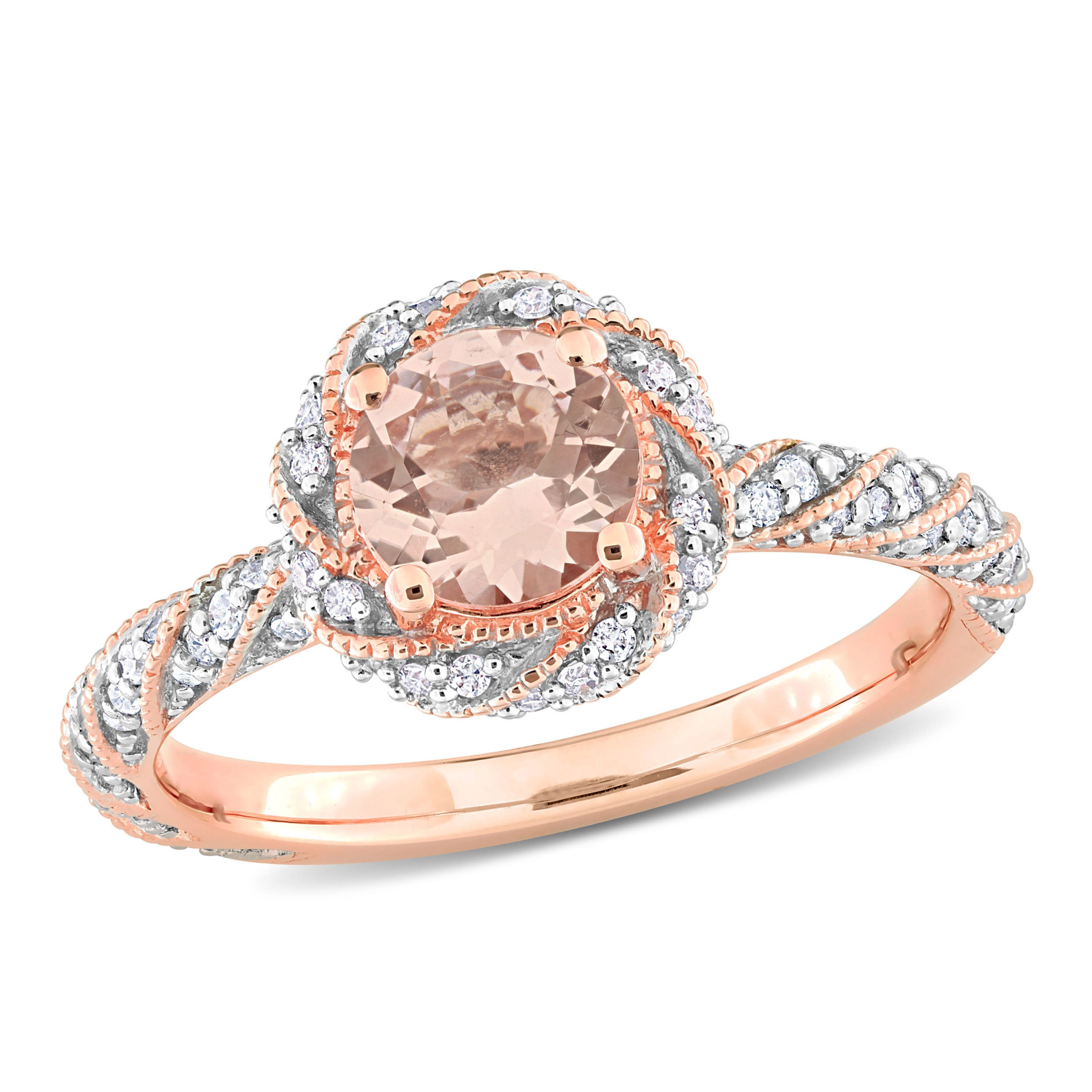 Morganite and 1/4 ct. t.w. Diamond Ring in 14K Rose Gold