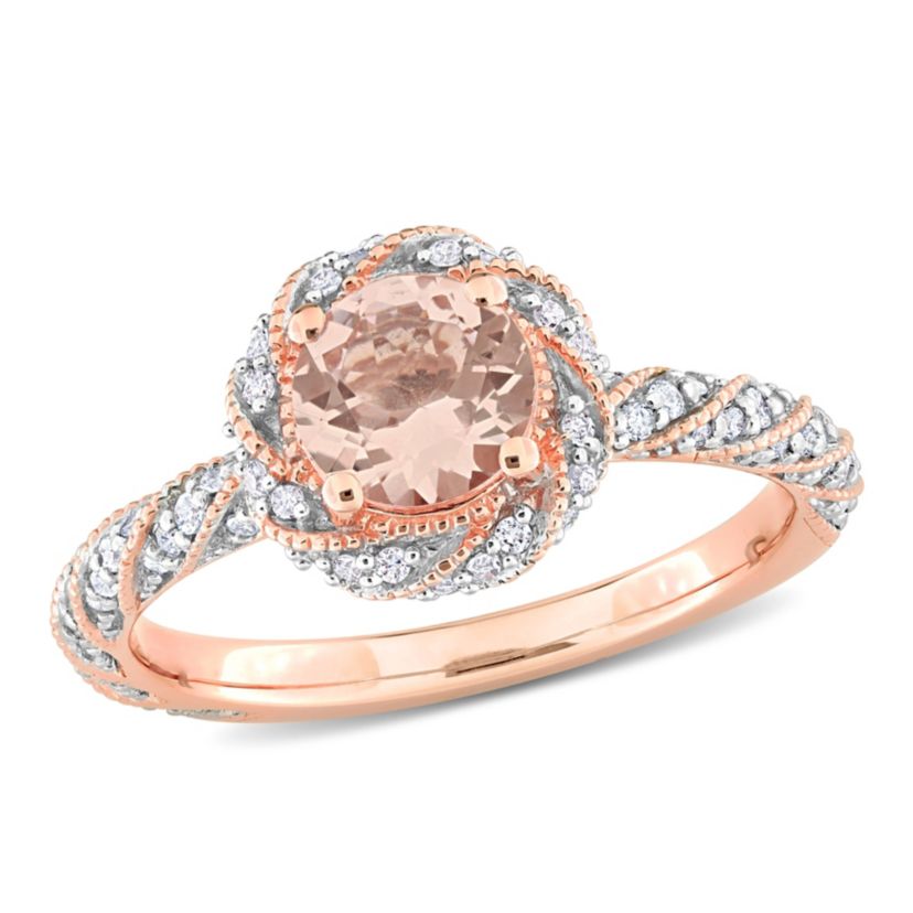Morganite and 1/4 ct. t.w. Diamond Ring in 14K Rose Gold