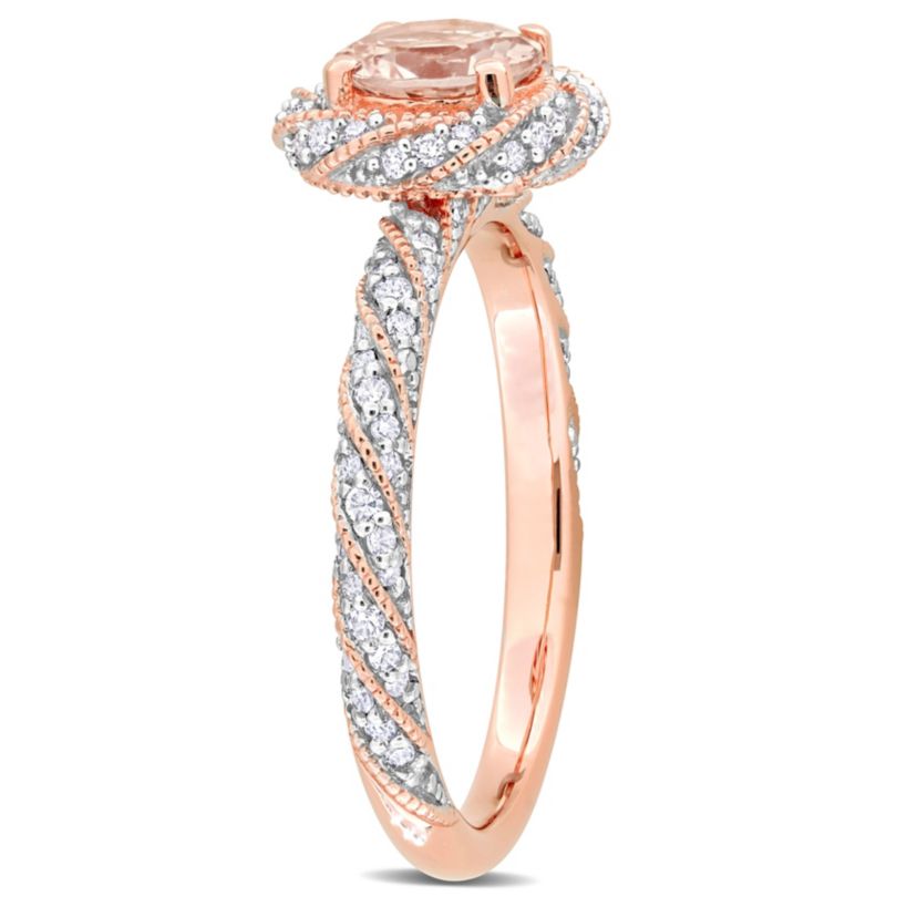 Morganite and 1/4 ct. t.w. Diamond Ring in 14K Rose Gold