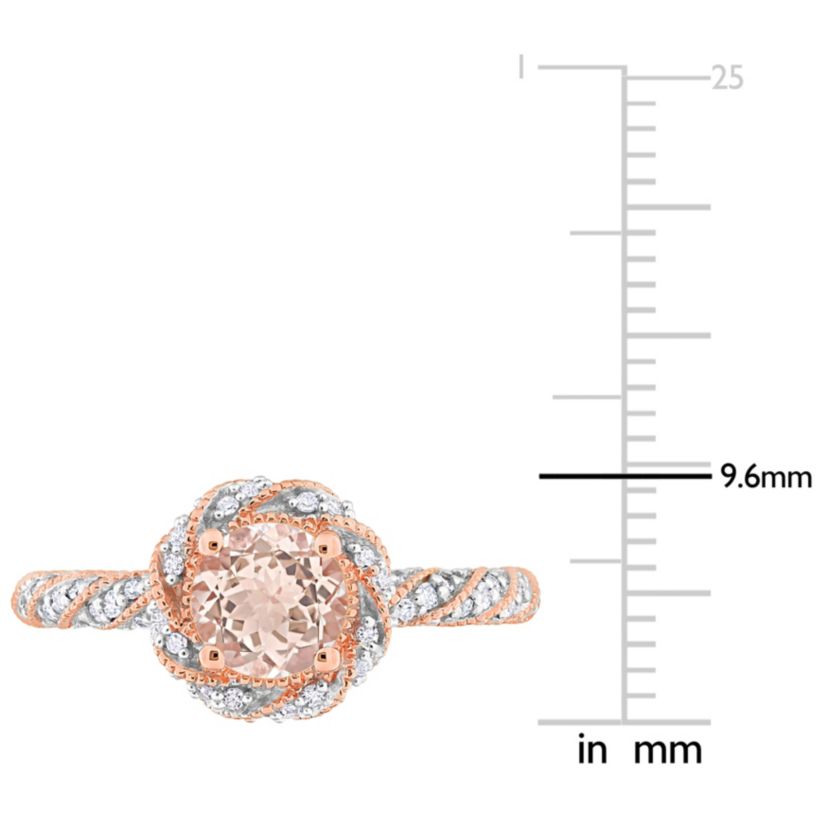 Morganite and 1/4 ct. t.w. Diamond Ring in 14K Rose Gold