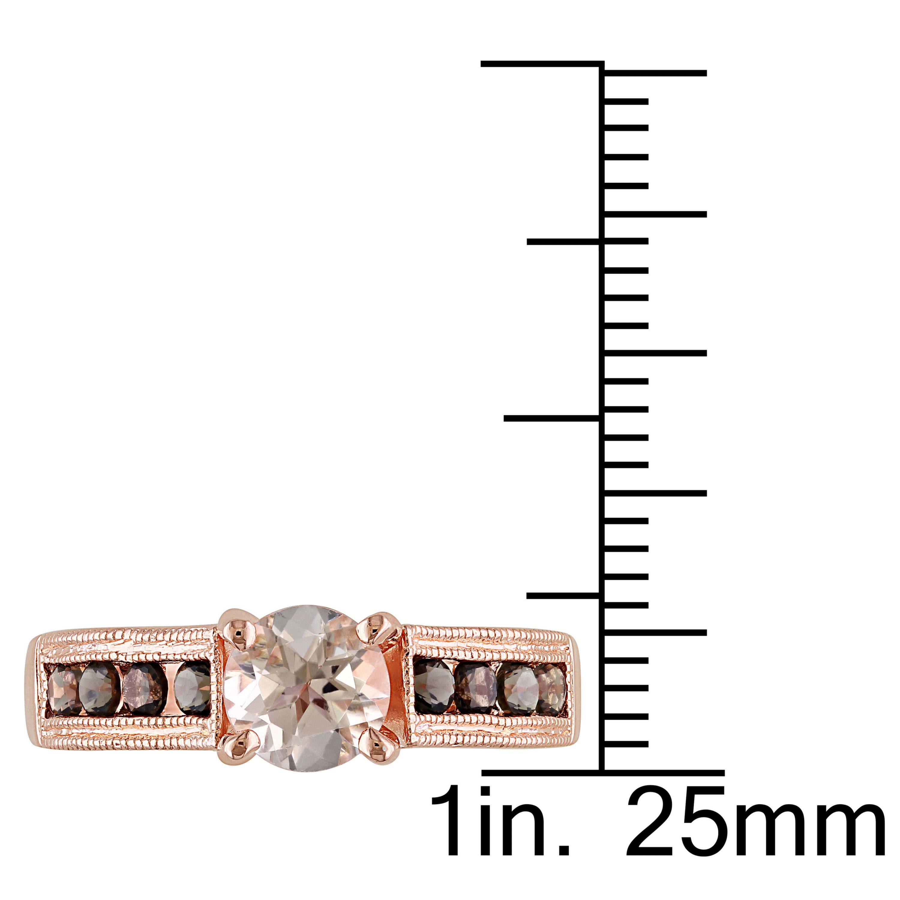 Morganite and Smokey Quart Ring in Rose Plated Sterling Silver