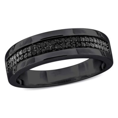 Belk & Co 1/10 ct. t.w. Black Diamond Mens Ring in Sterling Silver with Black Rhodium Plated, White, 11 -  0620400097686