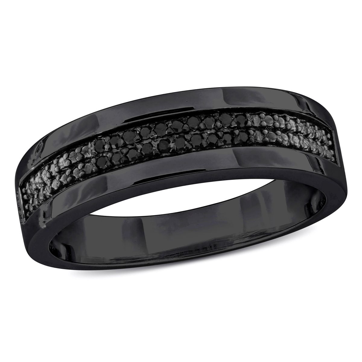 1/10 ct. t.w. Black Diamond Mens Ring in Sterling Silver with Black Rhodium Plated