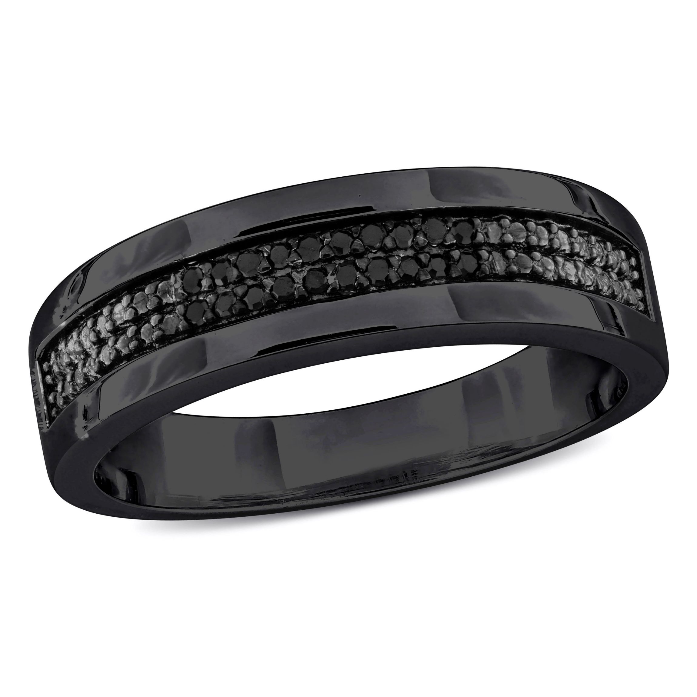 1/10 ct. t.w. Black Diamond Mens Ring in Sterling Silver with Black Rhodium Plated