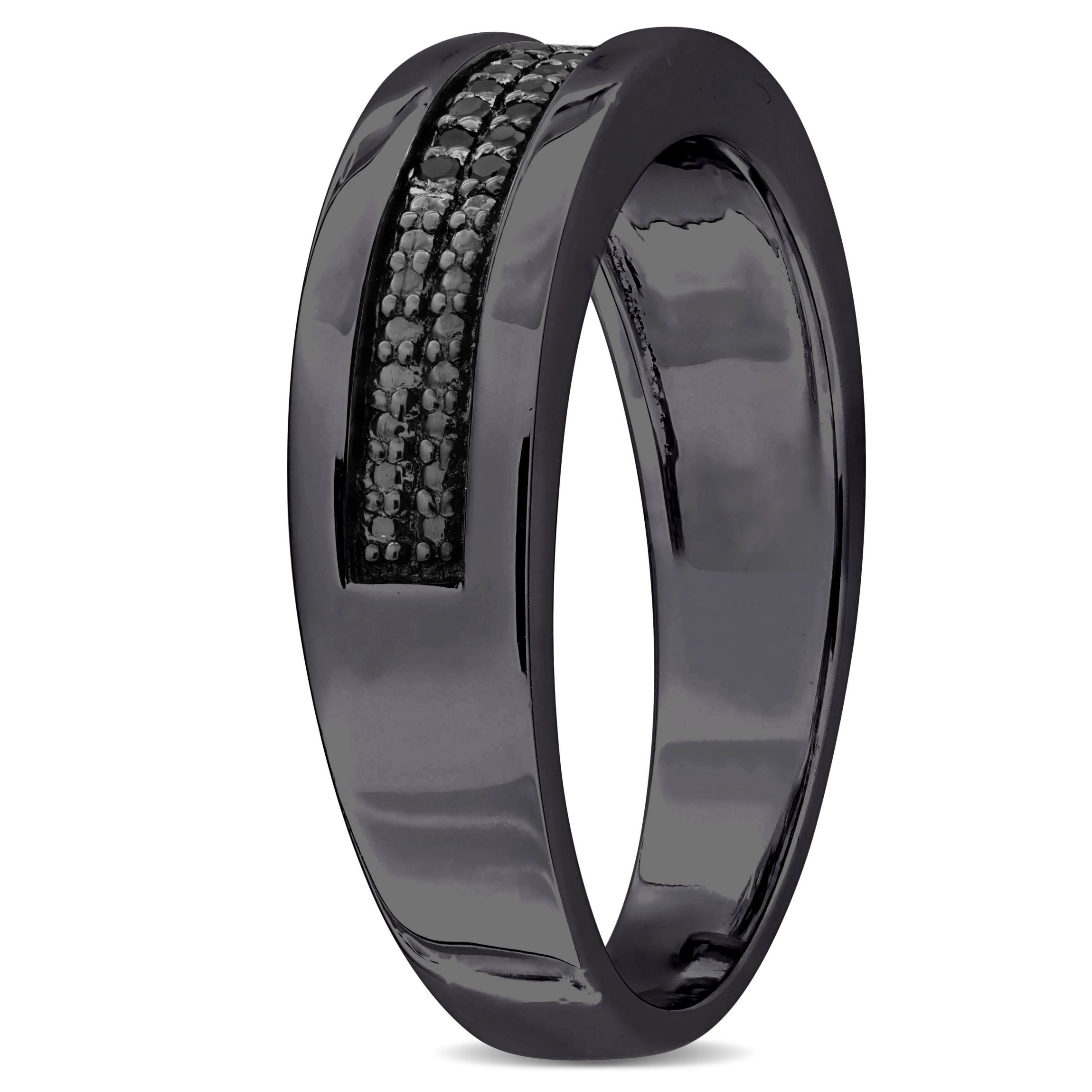 1/10 ct. t.w. Black Diamond Mens Ring in Sterling Silver with Black Rhodium Plated