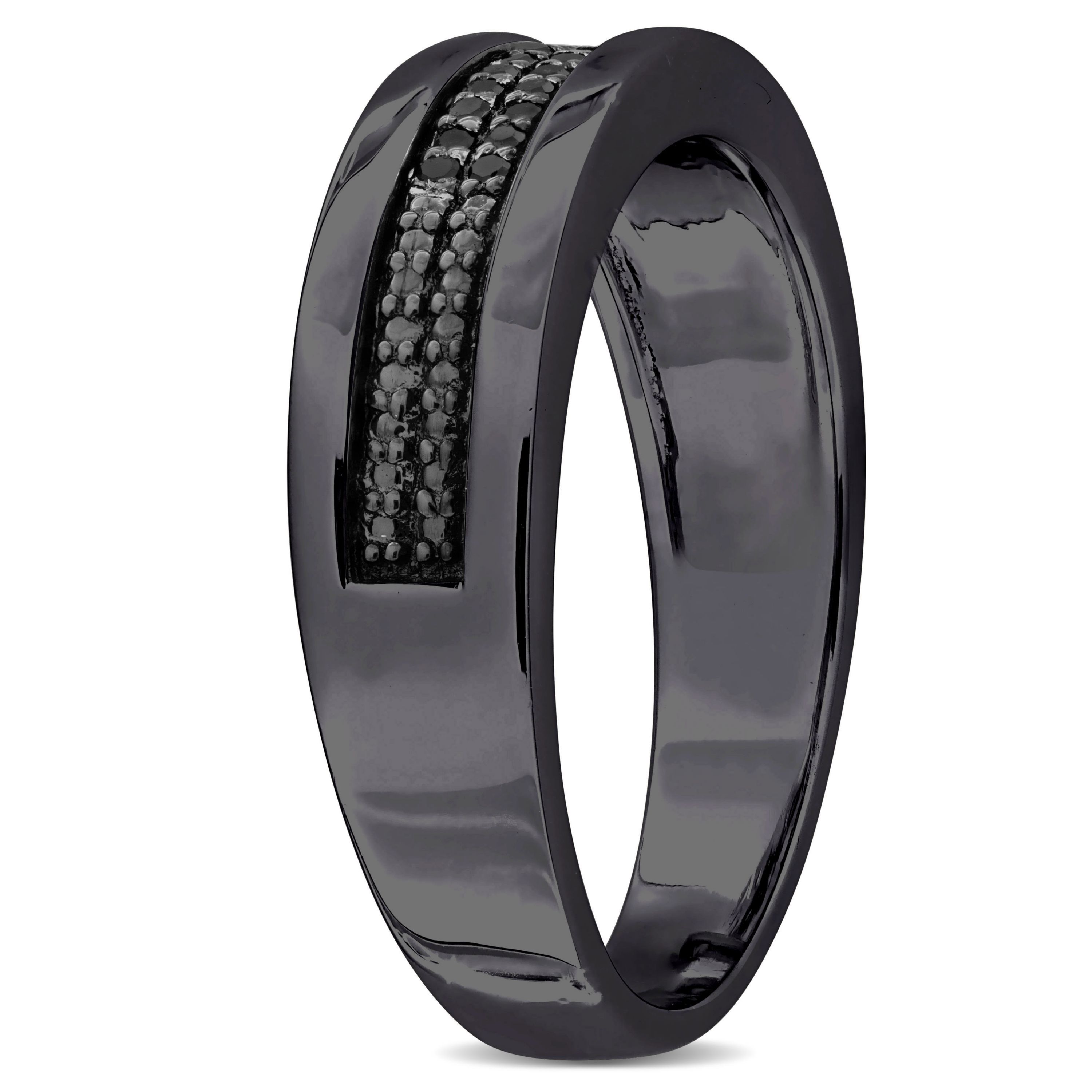 1/10 ct. t.w. Black Diamond Mens Ring in Sterling Silver with Black Rhodium Plated