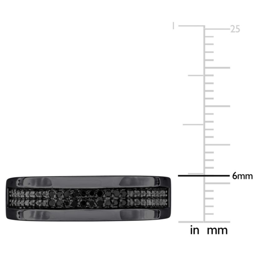1/10 ct. t.w. Black Diamond Mens Ring in Sterling Silver with Black Rhodium Plated