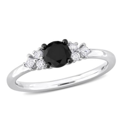 Belk & Co 5/8 ct. t.w. Black and White Diamond Engagement Ring in 14K White Gold with Black Rhodium Plated