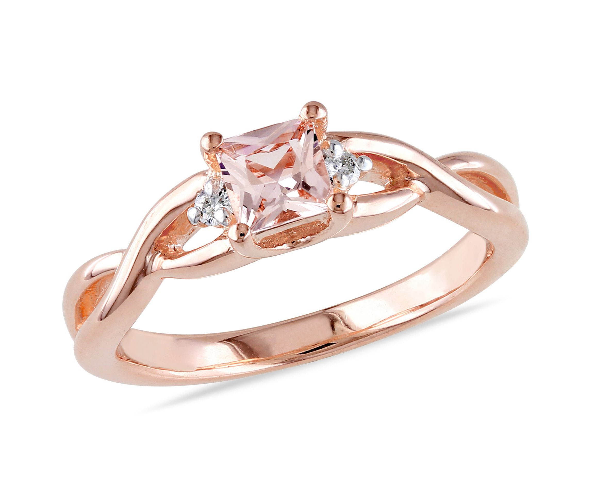 Morganite and Diamond Accent Infinity Ring in Rose Plated Sterling Silver