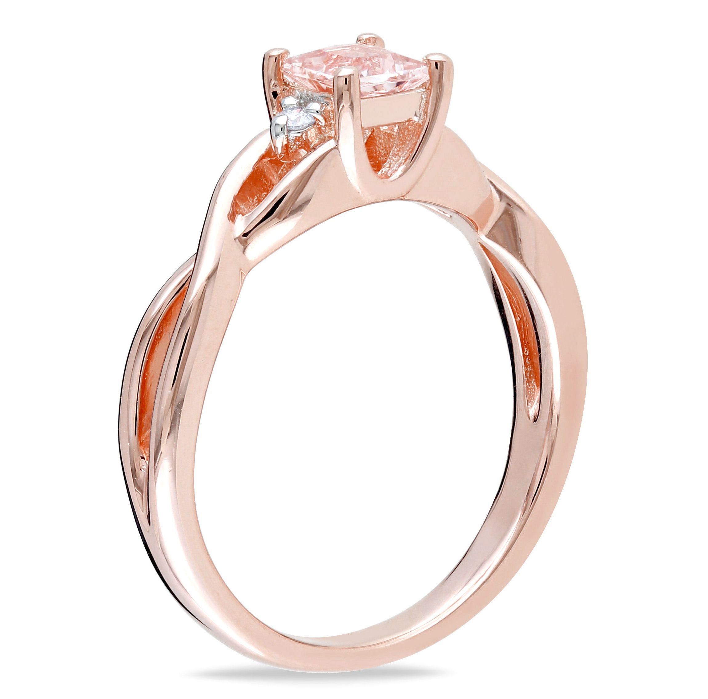 Morganite and Diamond Accent Infinity Ring in Rose Plated Sterling Silver
