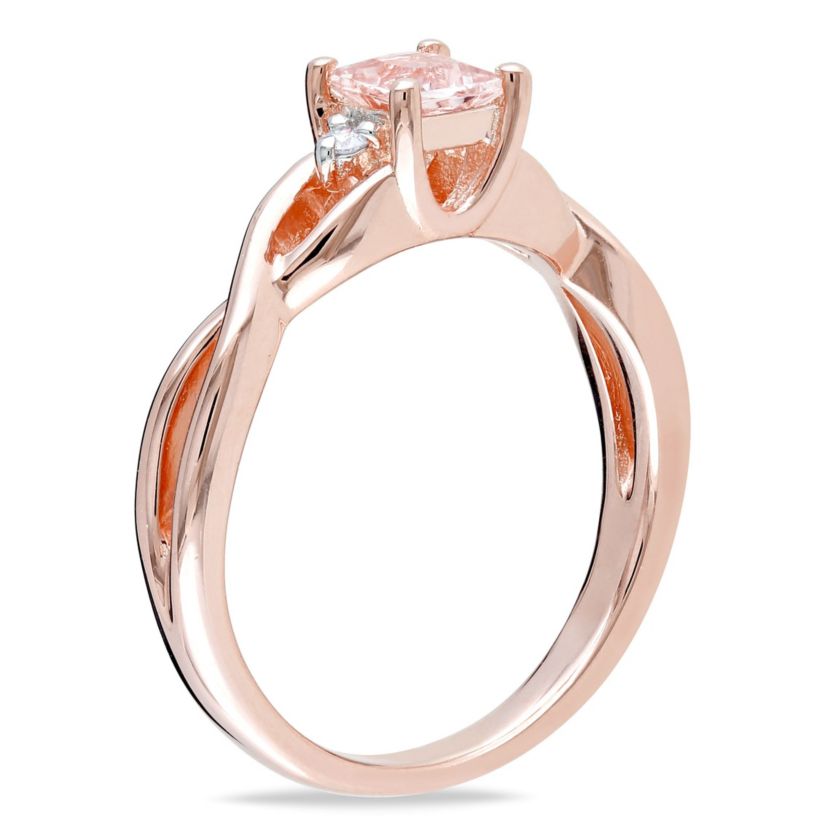 Morganite and Diamond Accent Infinity Ring in Rose Plated Sterling Silver