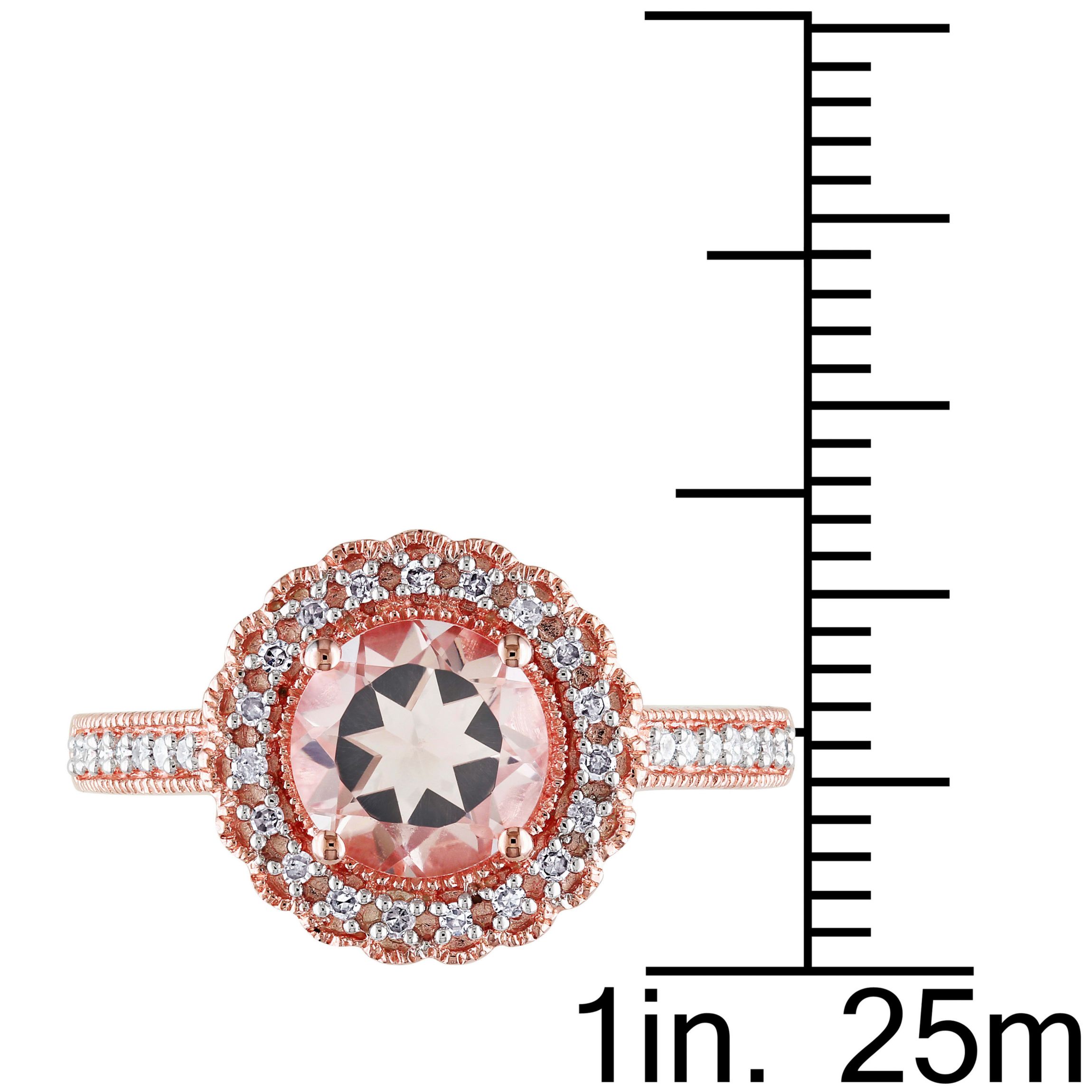 Morganite and 1/8 ct. t.w. Diamond Floral Halo Ring in Rose Plated Sterling Silver