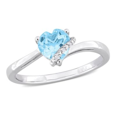 Belk & Co Sky-Blue Topaz And Diamond Accent Heart Ring In Sterling Silver