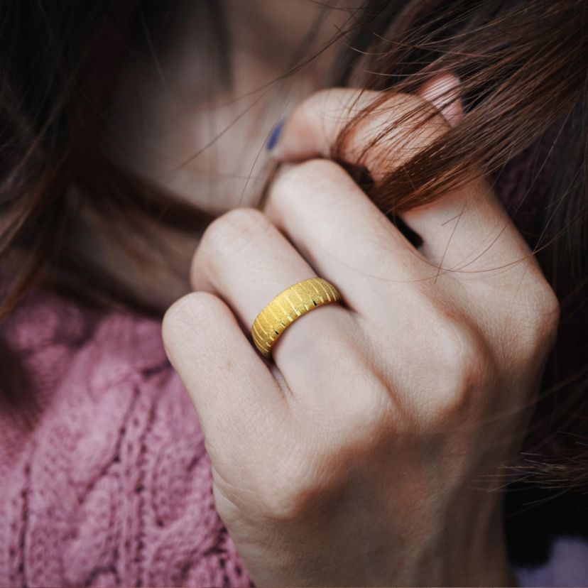 7MM Sandblast Finish Wedding Band in 14K Yellow Gold