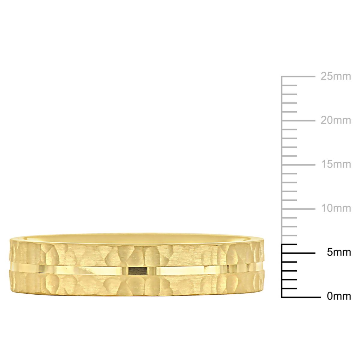 6MM Split Hammered Finish Wedding Band in 14K Yellow Gold