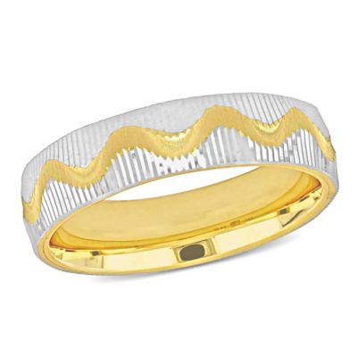 Belk Co 5MM Wave Design Wedding Band in 2 Tone 14K Gold Belk