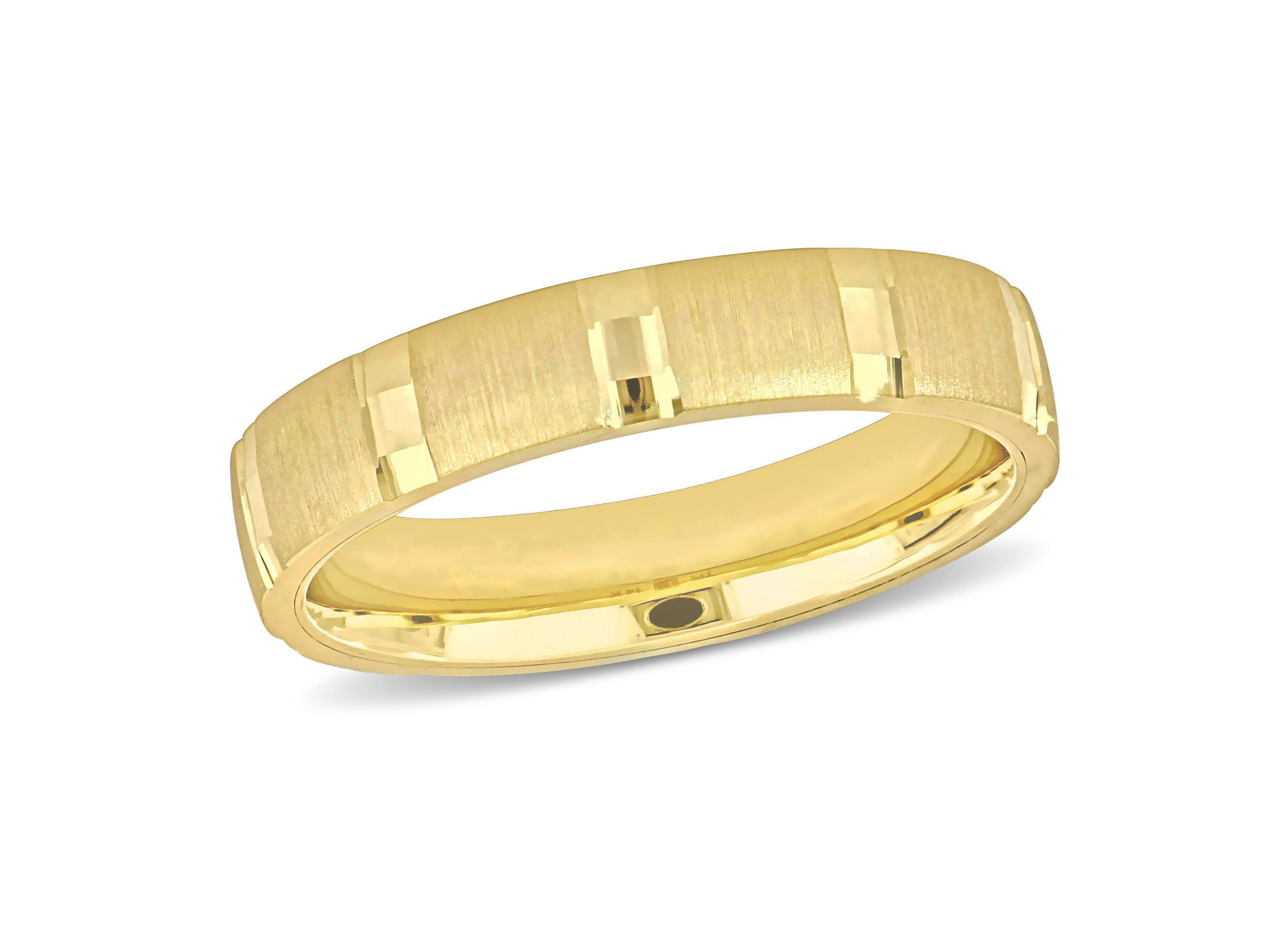 4MM Brushed and Polished Finish Wedding Band in 14K Yellow Gold