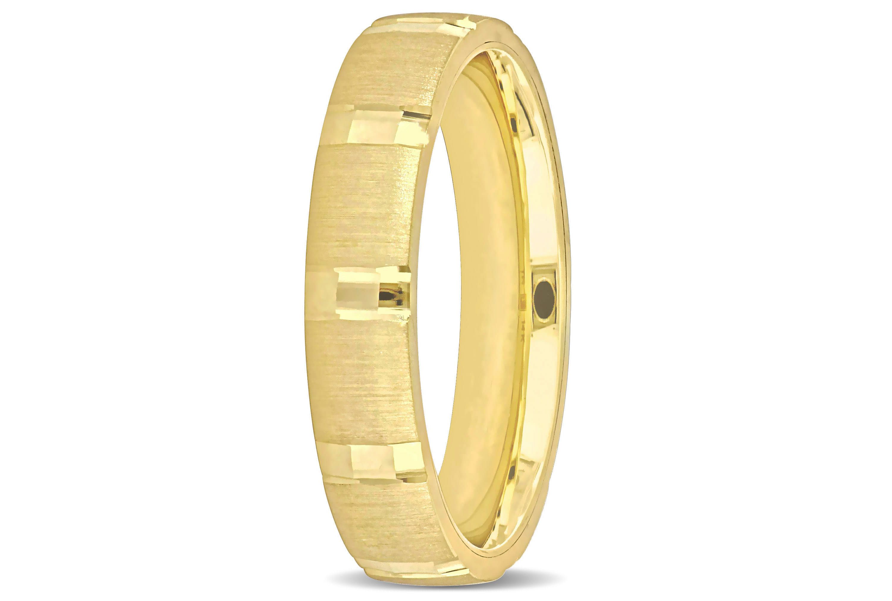 4MM Brushed and Polished Finish Wedding Band in 14K Yellow Gold