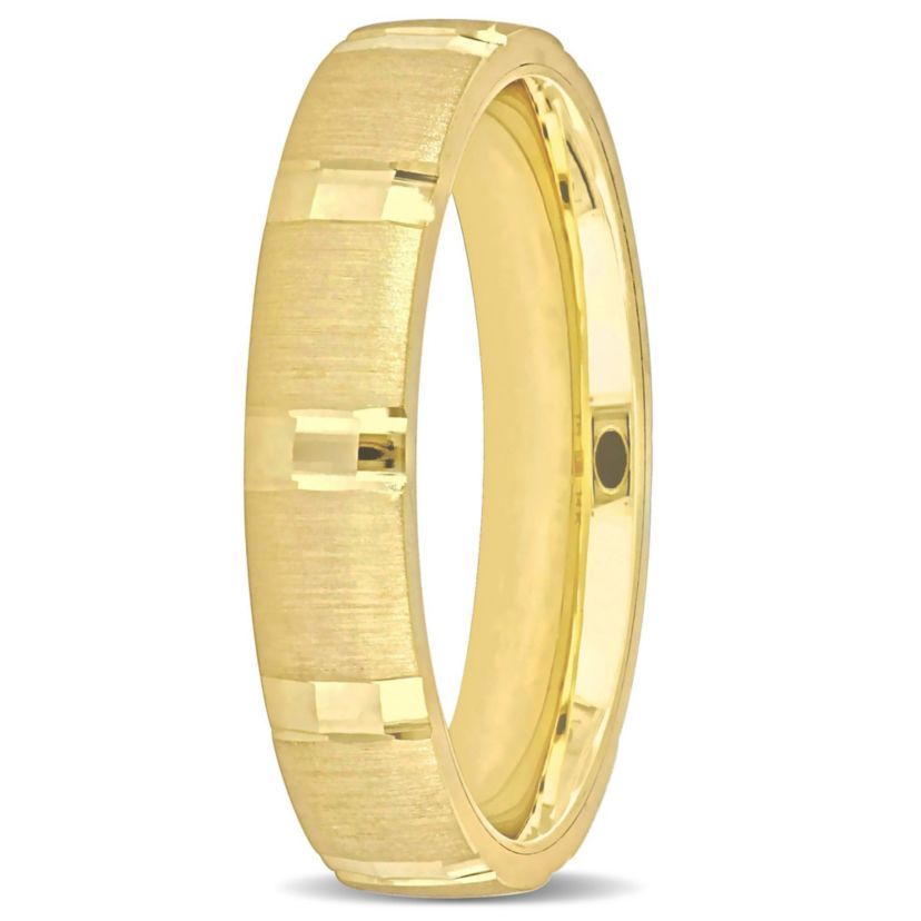 4MM Brushed and Polished Finish Wedding Band in 14K Yellow Gold