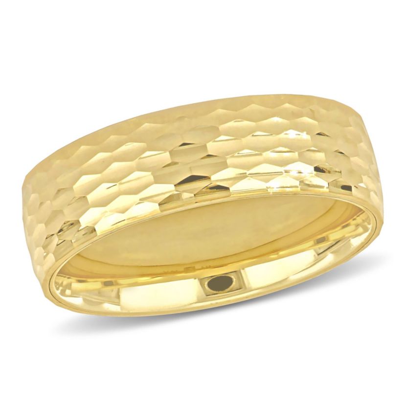 6MM Geometric Pattern Wedding Band in 14K Yellow Gold