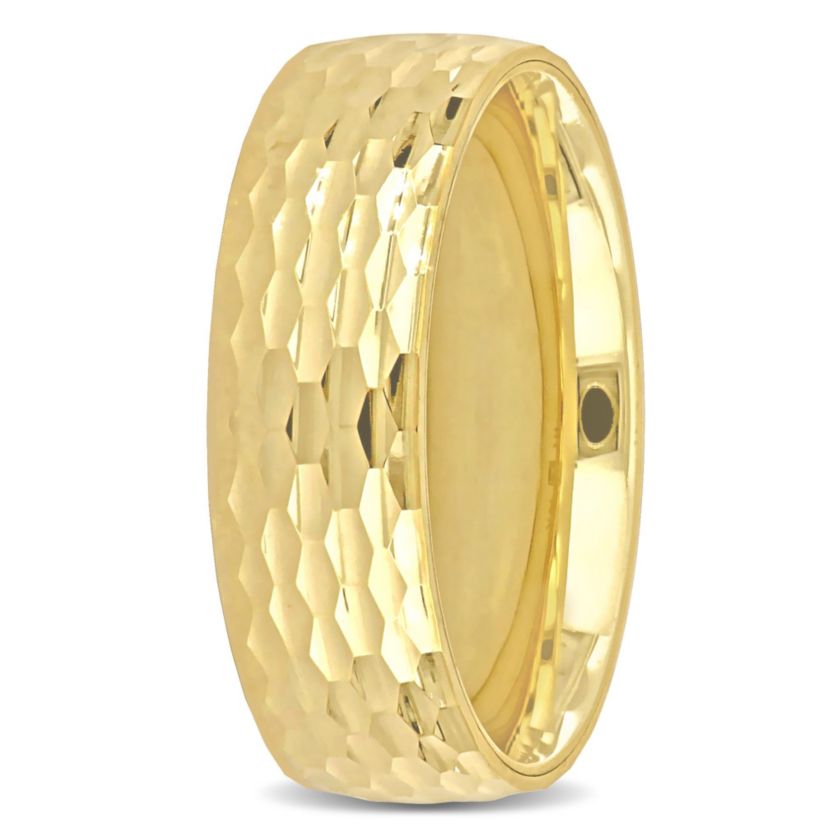 6MM Geometric Pattern Wedding Band in 14K Yellow Gold
