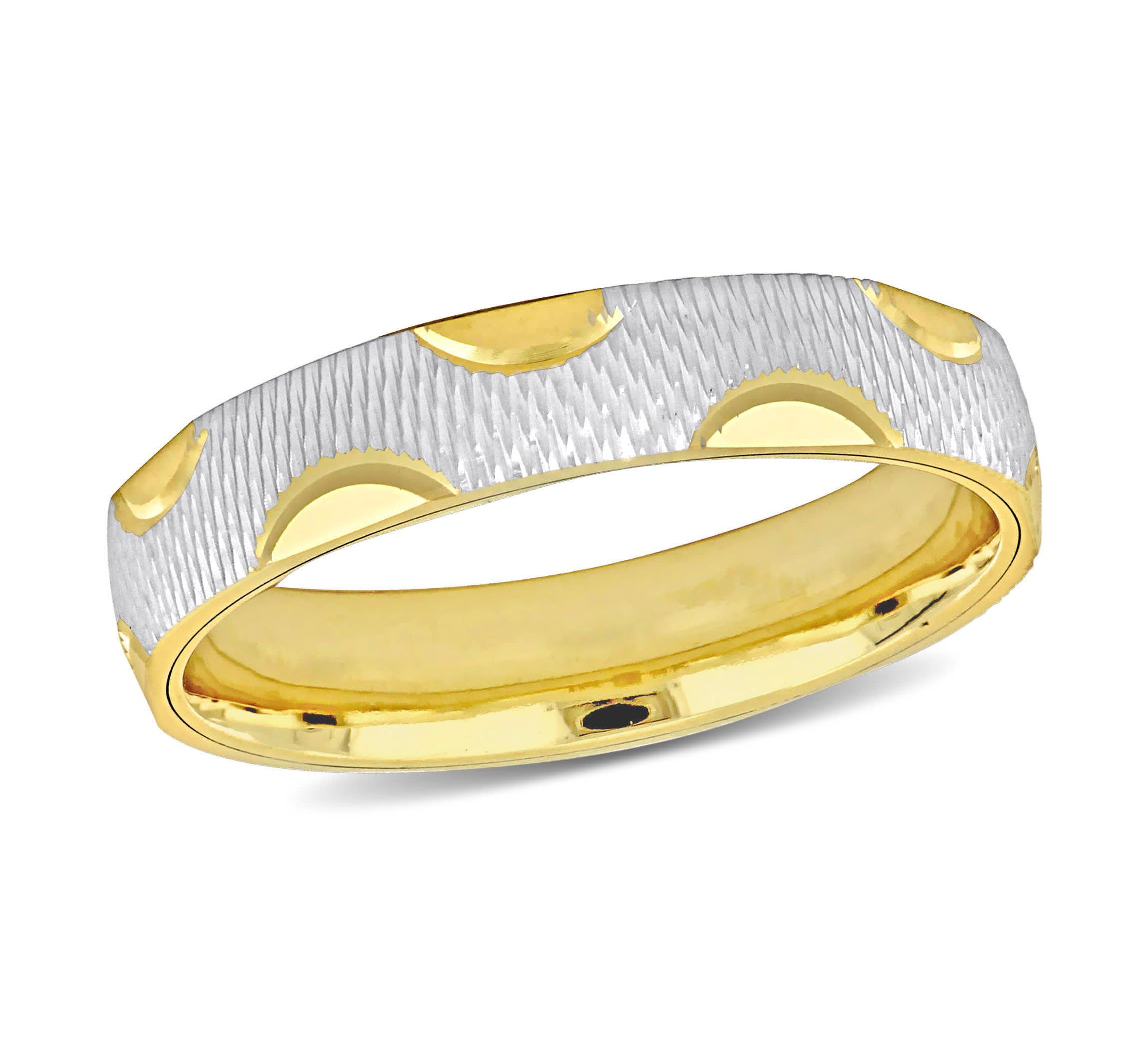 4MM Textured Wedding Band in 2-Tone 14K Gold
