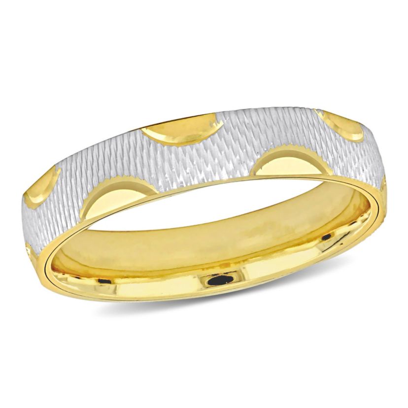 4MM Textured Wedding Band in 2-Tone 14K Gold