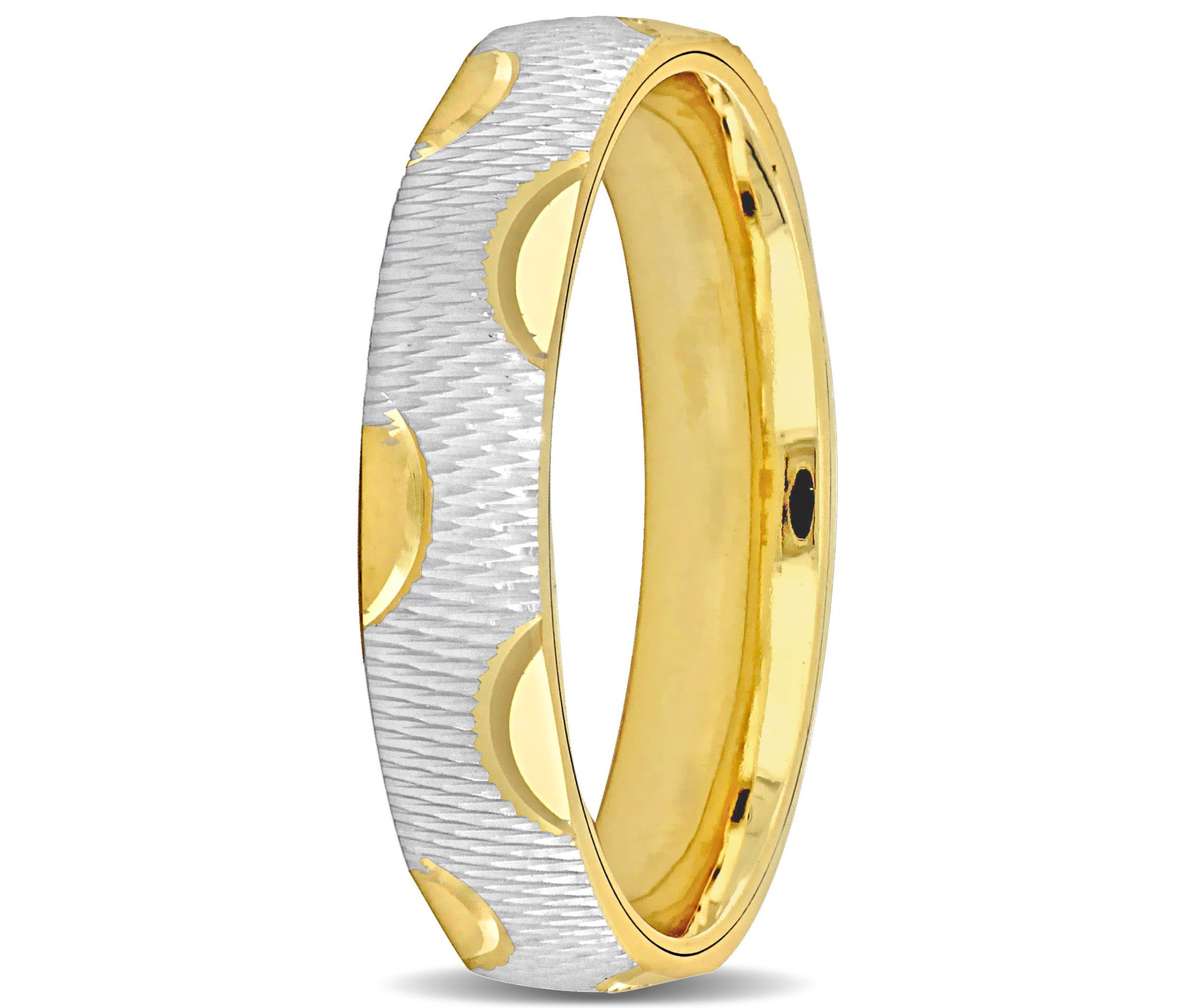 4MM Textured Wedding Band in 2-Tone 14K Gold