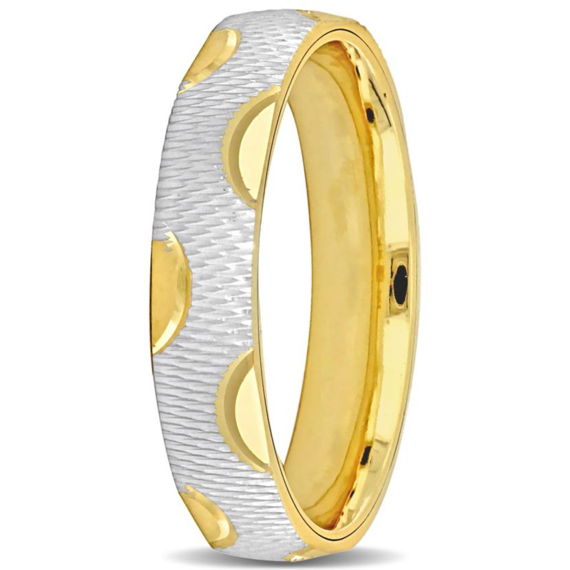 4MM Textured Wedding Band in 2-Tone 14K Gold