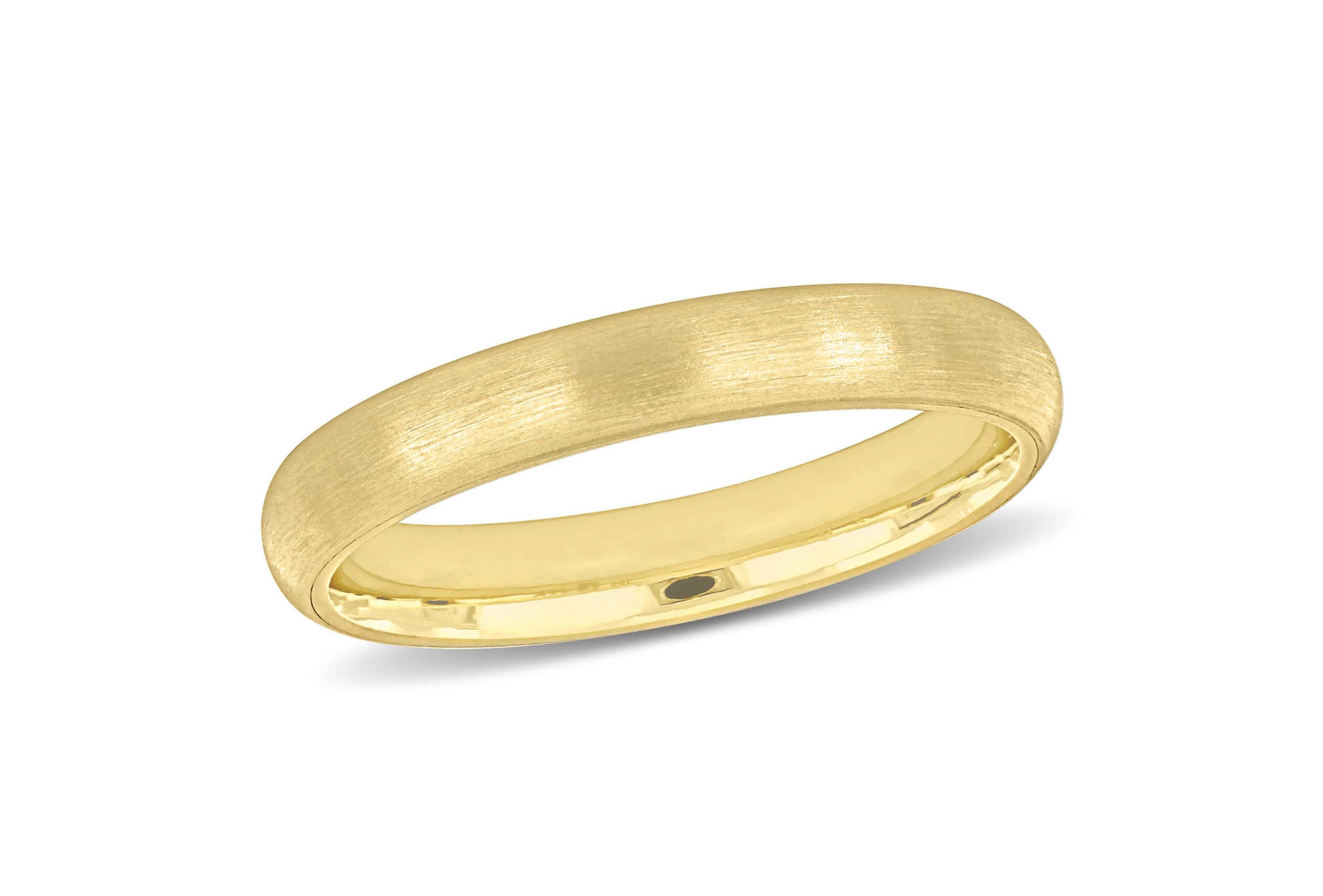 3MM Brushed Finish Wedding Band in 14K Yellow Gold