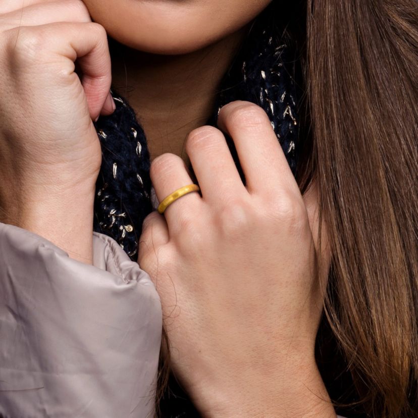 3MM Brushed Finish Wedding Band in 14K Yellow Gold