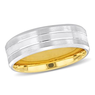 Belk Co 7MM Split Satin Finish Wedding Band in 2 Tone 14K Gold Belk
